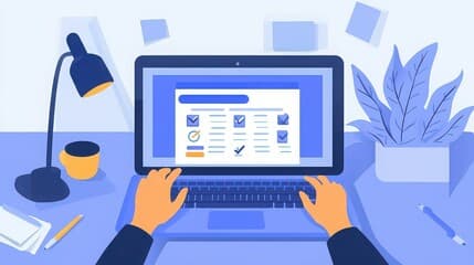 Person completing online assessment on laptop